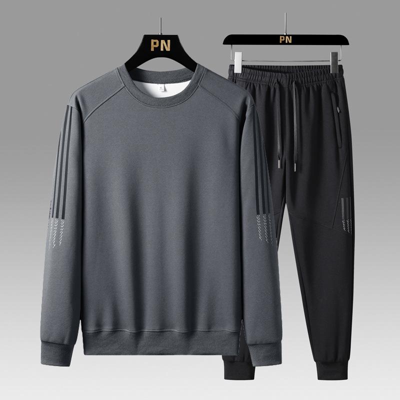 Jednobarevný oblek na jaro a podzim s dlouhým rukávem Nový ležérní dvoudílná sada kalhot s kapucí s kapucí s kapucí