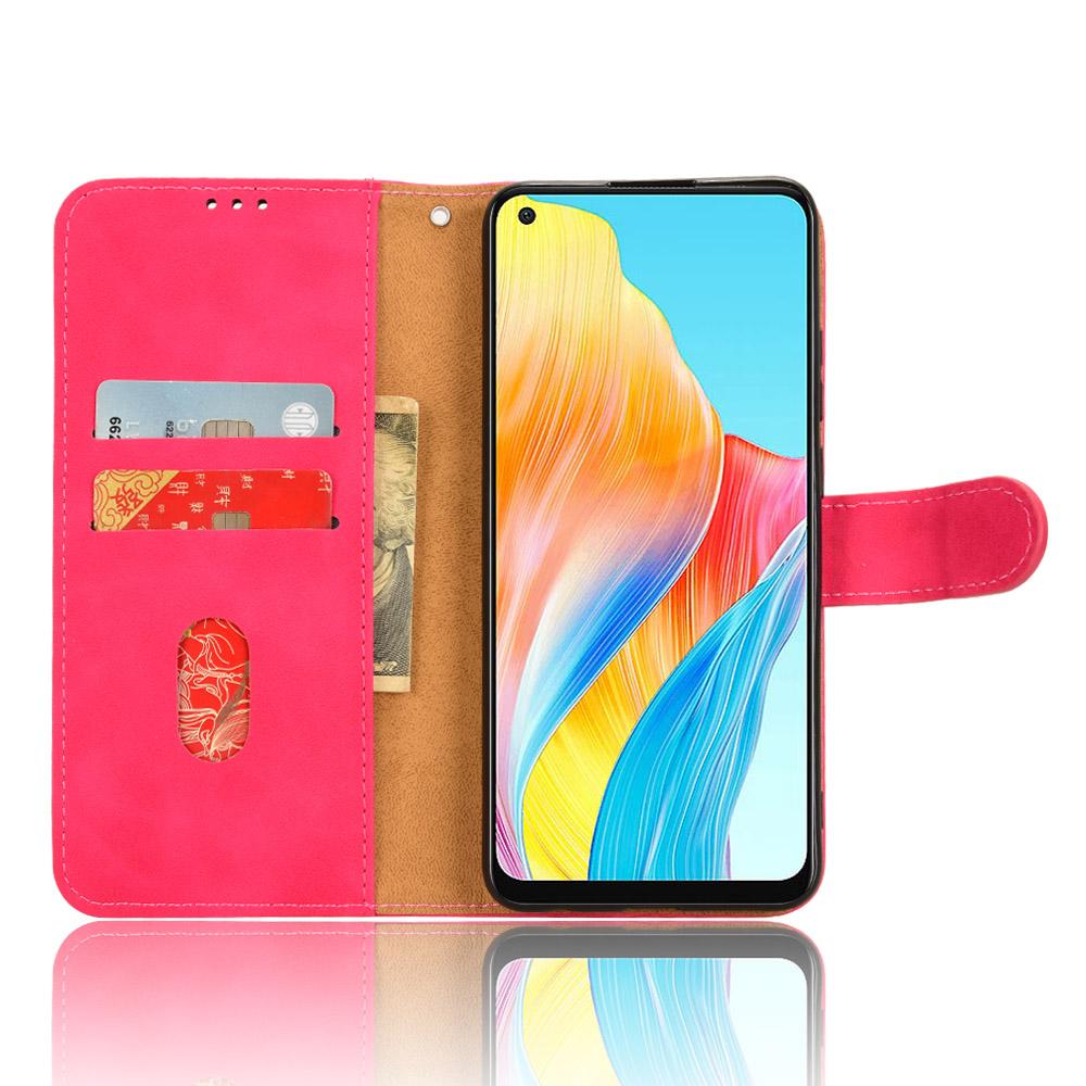 

For Oppo A58 4G Skin-touch Feeling Phone Case Wallet PU Leather Full Protection Phone Stand Cover Rose