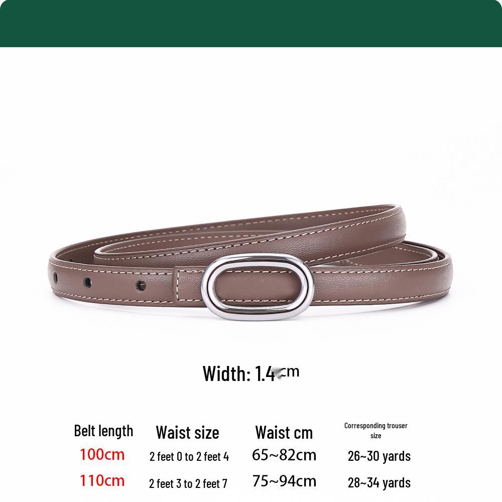 Women s Genuine Leather Thin Waist Belt - Versatile High-End Fashion Accessory 100 cm