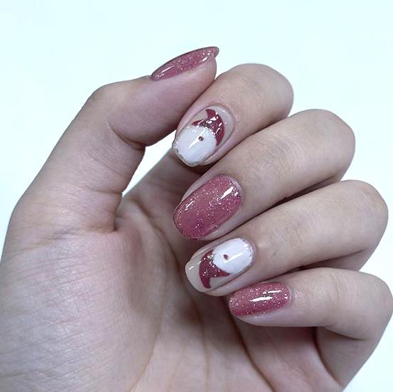 Best-Selling European Christmas Nail Art: Santa Claus & Plum Blossom Design, Whitening Wearable Tips (24 Pieces)