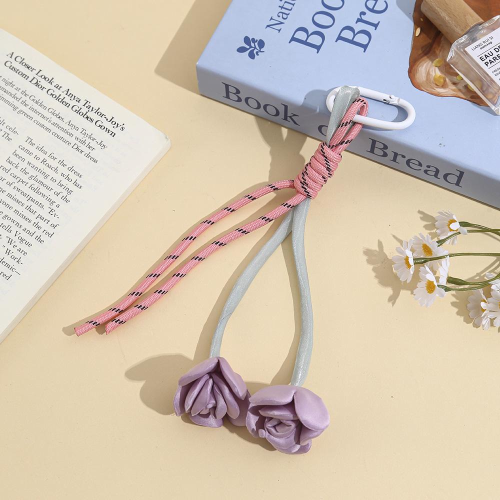 New Trend Rose Flower Design Fashion Bag Charm Woven Rope Car Hanging Piece Chic Accessories Gift A430 Bag Charm