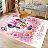 1pcOffice Carpet, Desk Mat, Gift for Home Decor, Cute Minnie Mouse Floral Design, Pink Hearts and Butterflies, Soft and Comfortable Rug