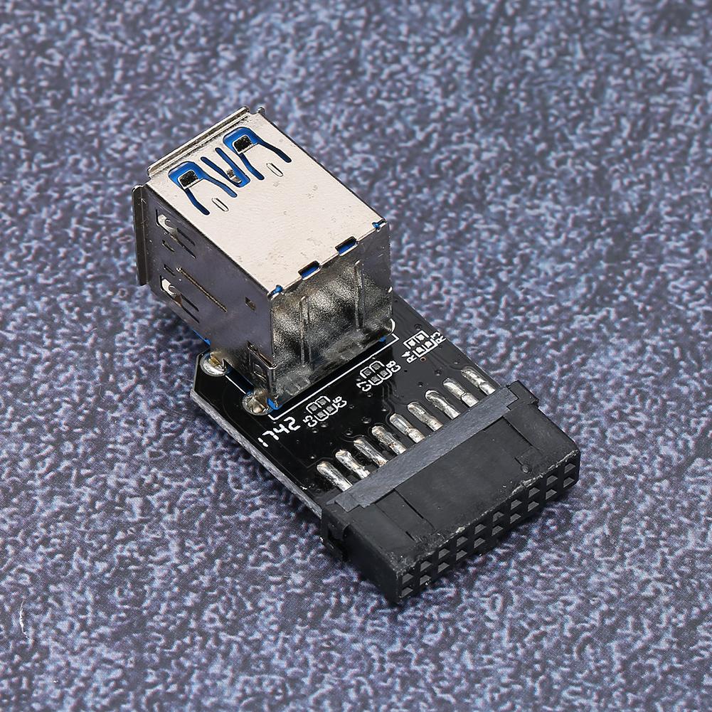 19PIN to 2-Port USB 3.0 Adapter Converter Black ABS Computer Equipment Accessories