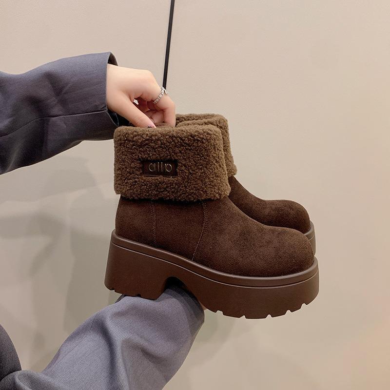 Bottes Martin épaisses à semelles épaisses, bottines courtes montantes d'hiver pour femmes, bottes en coton chaud