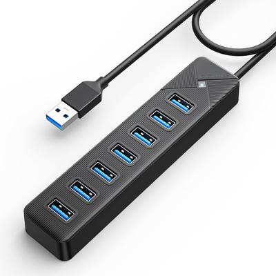 GiGimundo USB USB Genişletme Surface ve Nintendo ile Uyumlu 7 Bağlantı Noktalı Hub, Siyah 3.0 Hub, Çalışmak İçin Ek Güç Kaynağı Bağlantı Noktaları ile