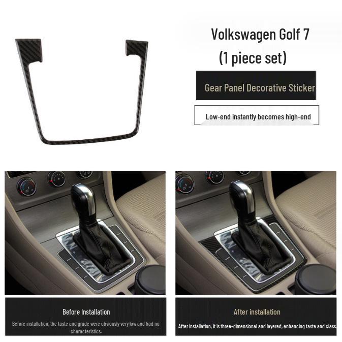 Compatible Carbon Fiber Interior Accessories for VW Golf 7: Console, Gear Shift, Cup Holder, A/C, Navigation Decor.