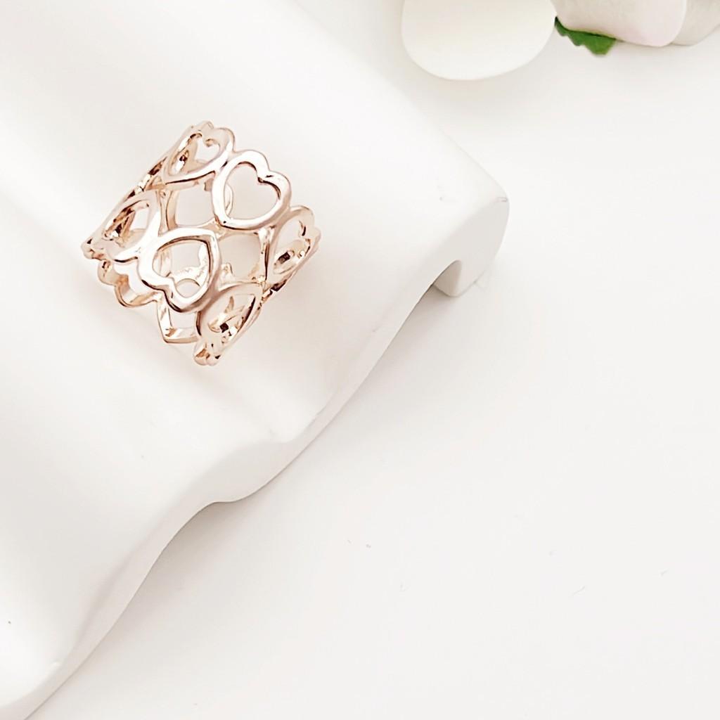 Elegant Double-layer Heart Scarf Ring Smooth Alloy Design For Women In Gold And Rose Gold