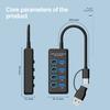 KEBIDUMEI USB HUB 7 Ports USB3.0 Splitter 5Gbps with Individual Switch Power Adapter for Laptop USB Ports Extender USB-C Docking