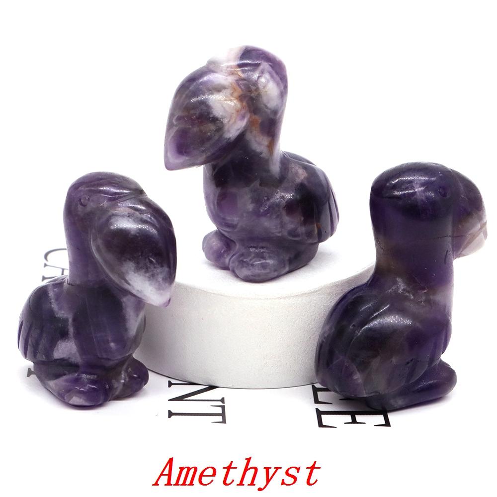 Hand Carved Healing Animal Figurine Toucans Statue Natural Stone Crystal Reiki Gemstone Craft Home Decoration Holiday Gifts 1.6"