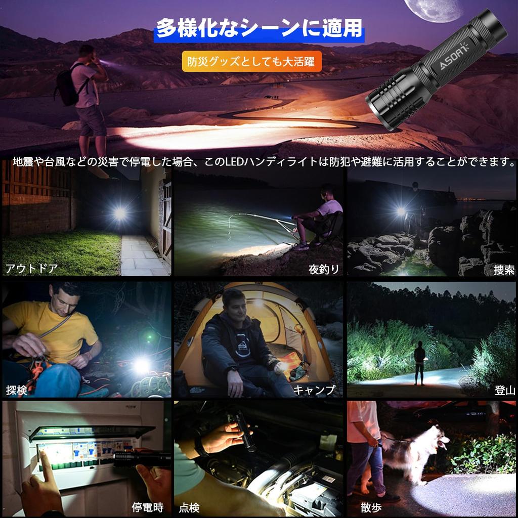 Latest Enhanced LED Handy Military Equipped with High 5 Lighting Zoom Battery Comes with AAA Disaster Power Outage Emergency Mountain Night Fishing of