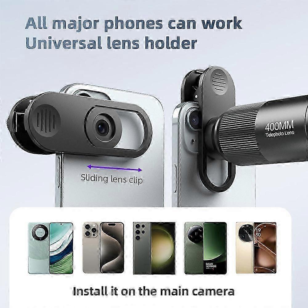 400Mm Phone Telephoto For Smarphone Zoom With Universal Lens Clip Cleaning Cloth Storage Bag