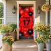 17. Geburtstag Party Hintergrund Banner Rot und Schwarz Ballon Alles Gute zum Geburtstag Fotografie Hintergrund Requisiten Dekorationen Zubehör