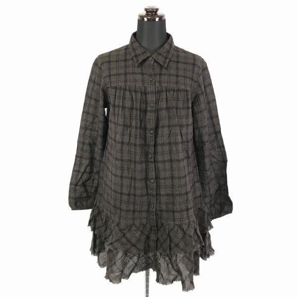 

Платье-рубашка с оборками PINK HOUSE/Женский размер M примерно./Темно-коричневая клетка/