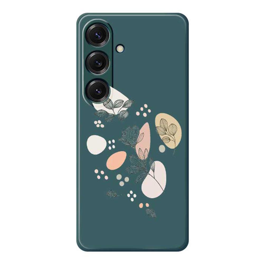 For Samsung Galaxy S25 Case Sketch Leaves Pattern Printing Straight Edge TPU Phone Back Cover