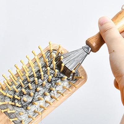 Reinigungswerkzeuge Holzgriff Haarbürstenreiniger Mit Metalldraht Feine Salon-Rechen Abnehmbar Tragbarer Reinigungs Kamm