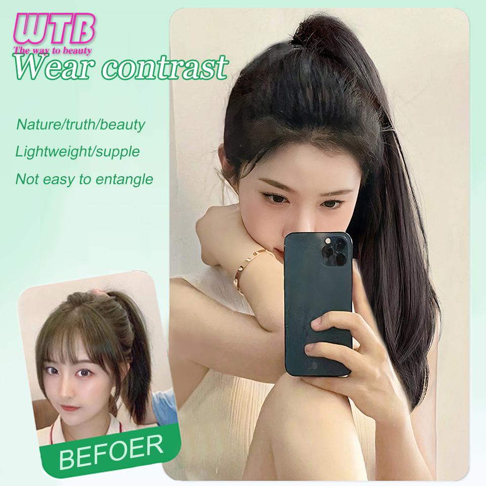 WTB Synthetic Ponytail Wig Female Micro-curly Long Hair High Ponytail Senior Natural Long Curly Hair Fake Braid
