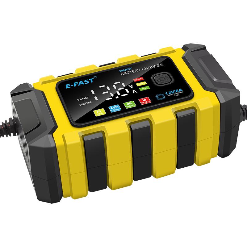 E-FAST 12V Lithium & Lead-Acid Car/Motorcycle Battery Charger with Color Screen