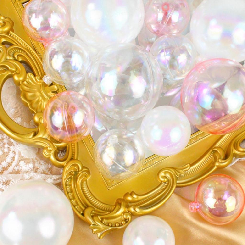 50 Iridescent Bubble Ball Cake Decorations - Colorful and Transparent Birthday Ornaments