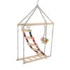 Bird Ladder Swing Toy Wooden Multicolor Bead Parrot Hanging Swing Toy Accessories for Pet Bird Cage