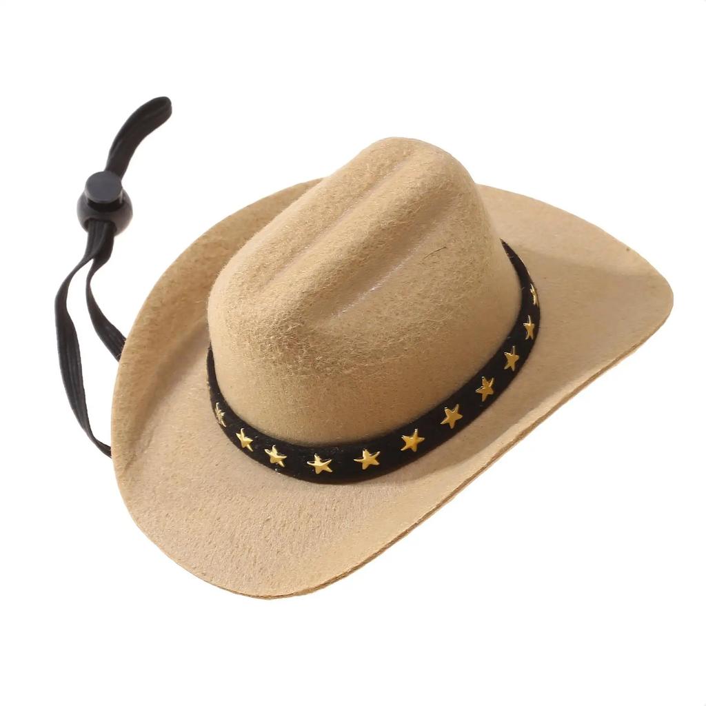 Dog & Cat Clothing Cowboy Style Star Pet Hat with Chin Strap