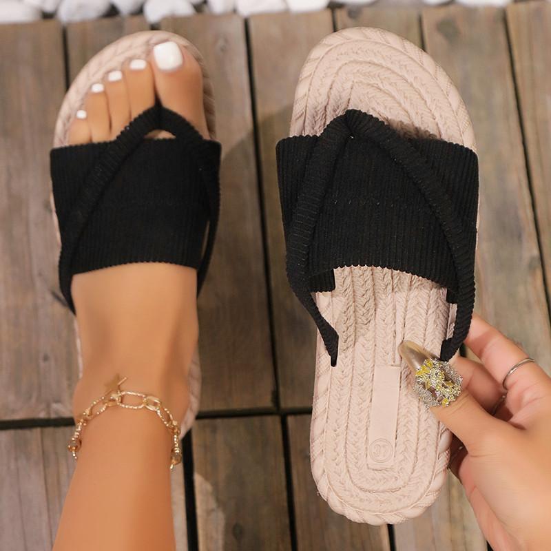 Spring and Summer Footwear Plus Size Soft-soled Sandals with Toe Beach Shoes Flat-bottomed Low-heeled Women's Shoes Slippers