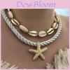 Summer Beach Style Alloy Shell Starfish Necklace For Women With Multilayer Design