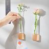 Fridge Magnet Vase Clear Glass Tube Vase with Wooden Base Magnetic Mini Vase for Flowers Herbs Refrigerator Kitchen Decor