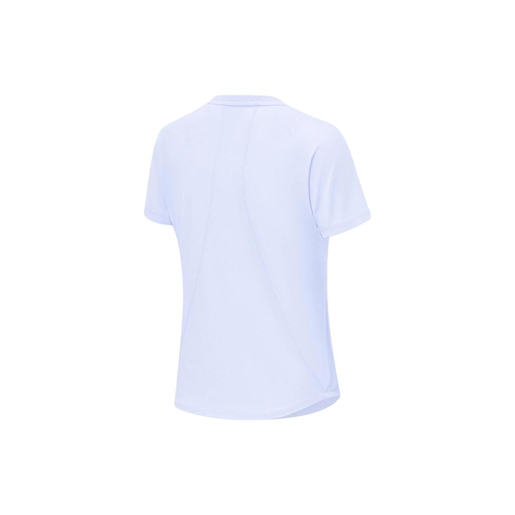 Li Ning Plain Ribbed Round Neck Sports Short Sleeve T-Shirt Women Tops Light-Blue ATST578-3