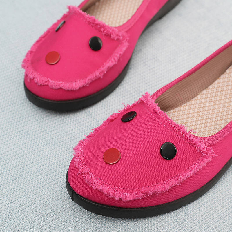 Pantofi de pânză cu fund plat Femei, respirabil, talpă moale, timp liber, gură mică, pantofi de lucru, stil simplu, casual, primăvară, vară