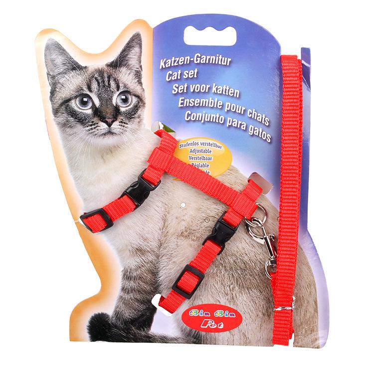 

Nylon I-Shape Cat Harness Leash (1.0*120cm) красный