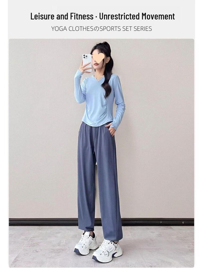 Women's Autumn 2026 Sportswear Set: Fashionable Morning Run Yoga Top and Cycling Fitness Pants