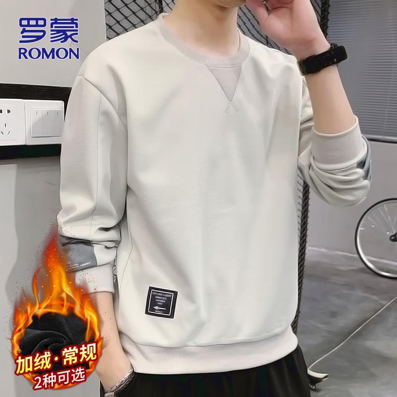 ROMON Men's Casual Round Neck Long-Sleeve Sweatshirt