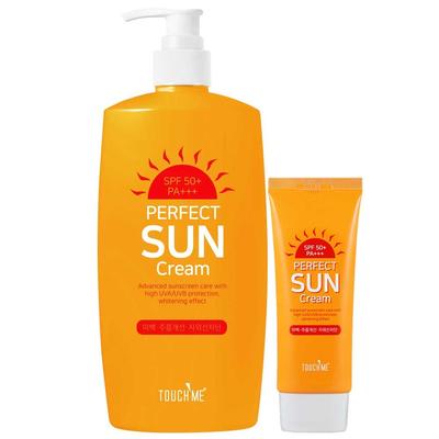 Opalovací krém Touch Me s velkou kapacitou 500ml + opalovací mléko 60ml s UV ochranou 500ml + 60ml