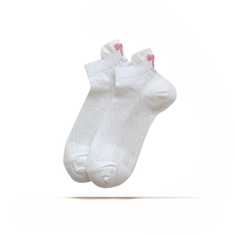 Socke Sommer Leichter Stil Kurz Baumwolle Geruchshemmend Antibakteriell Netzatmungsaktiv Weißes Band Ballett-Stil Mokassins für Mädchen