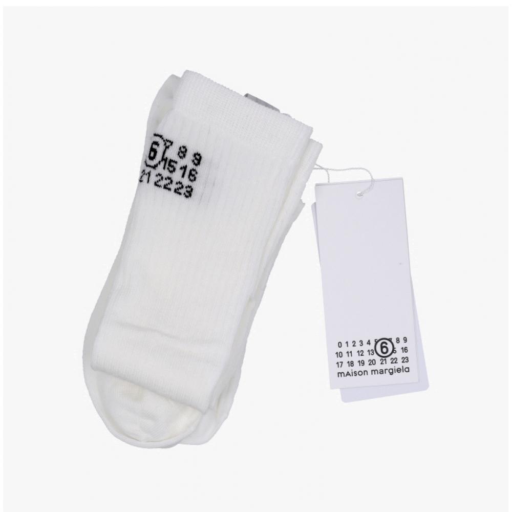 Maison Margiela Mm6 Numbering Logo Knee High Socks S52tl0038 M13244