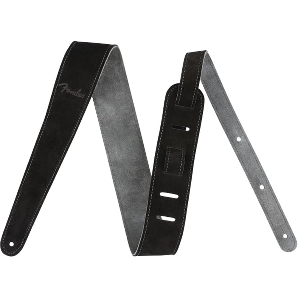 Fender Strap 2” Suede Strap, Black/Gray, Reversible