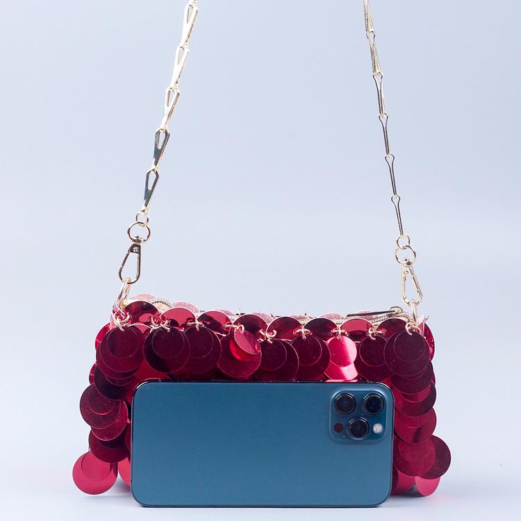 Silver Shiny Film Handmade Circle Crossbody Bag - Autumn/Winter Evening Fashion Accessory