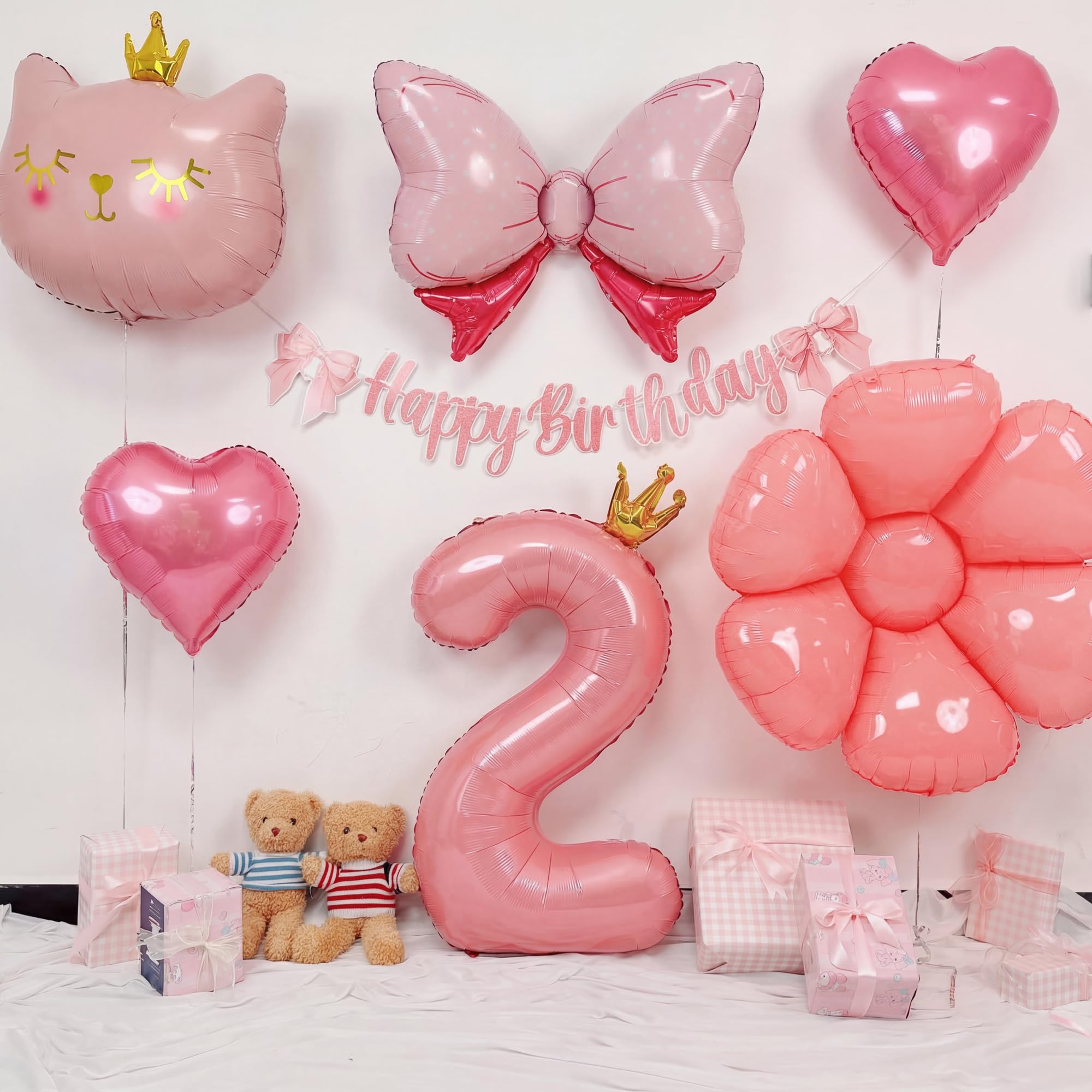 QNZXXQ 2 Years Old Girl Birthday Decoration Balloon Flower Party Supplies Ornaments