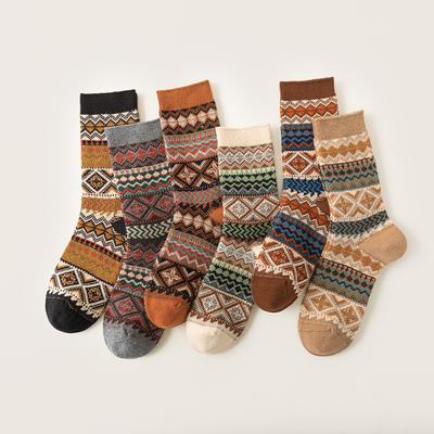 3 Pack Womens Cotton Socks Autumn and Winter Warm Socks Thick Knit Cabin Cozy Crew Soft Socks Gifts for Women Colorful Fashion