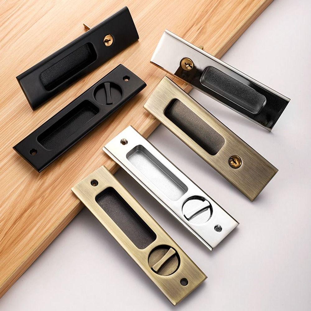 New Sliding Door Lock Zinc Alloy Hidde Handle Lock Anti-theft Sliding Door Pull Lock Hidde Interior Door Furniture Hardware