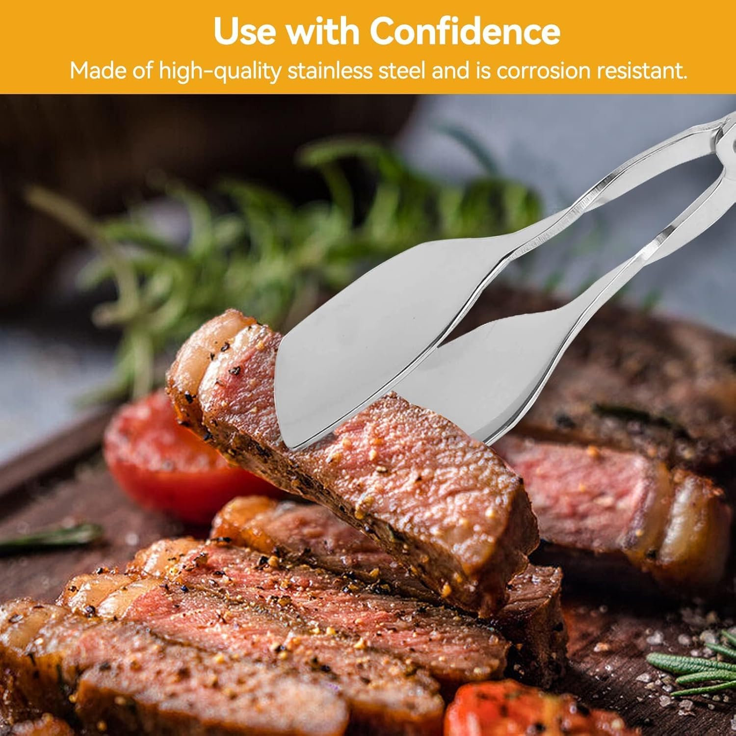 2 Pcs Tongs for Serving Food, Serving Tongs Stainless Steel Buffet Tongs Mini Tongs Bread Clip Food Tongs Scissors Shape Salad Steak Clip for Baking