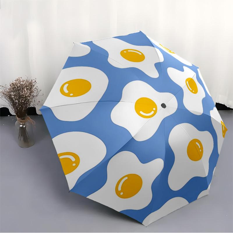 1pc Egg Pattern Automatic Open/Close Umbrella with One Touch Button,, Windproof Design Lightweight Portable Umbrella for Women & Men6082