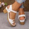 New Thick-heeled Sandals, Fish-mouth Plus-size High Heels, Casual Velcro Women's Shoes