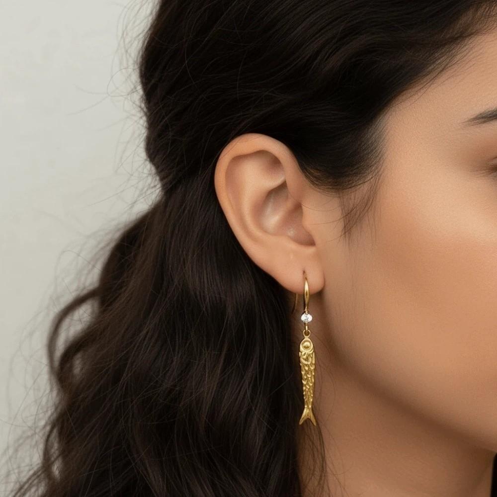 1 pair Exquisite Plated Fish Eardrops DIY Golden Fish Earrings Mini Metal Carp Earrings for Gifts