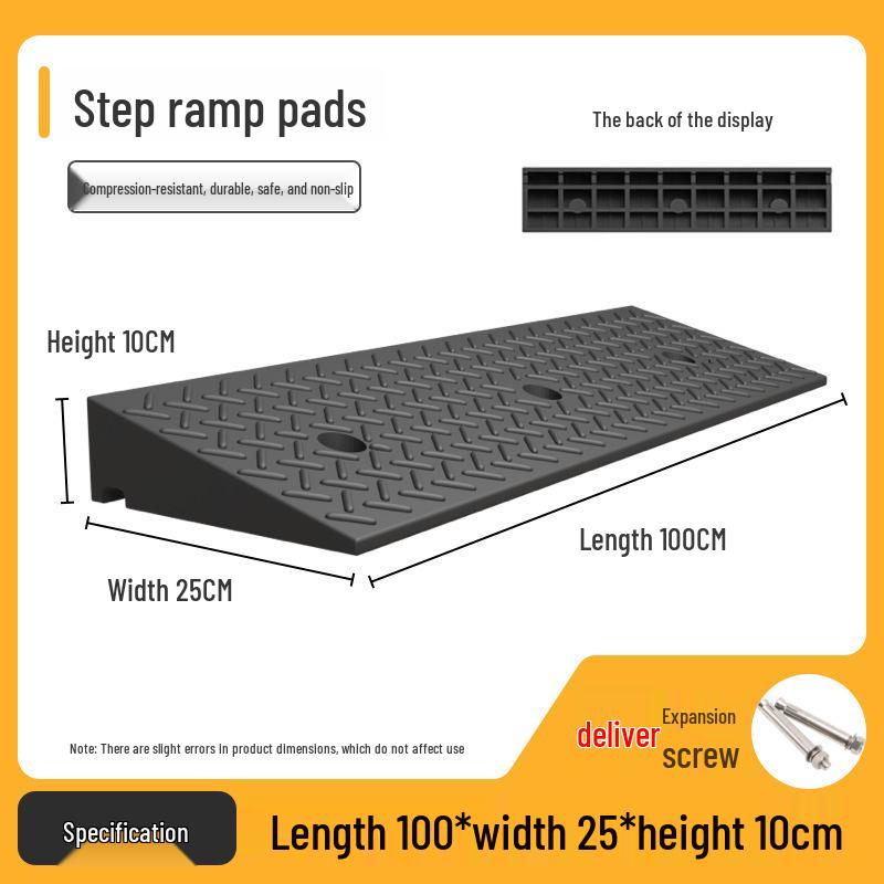 Rubber-Plastic Anti-Slip Speed Bump Curb Ramp Mat for Cars