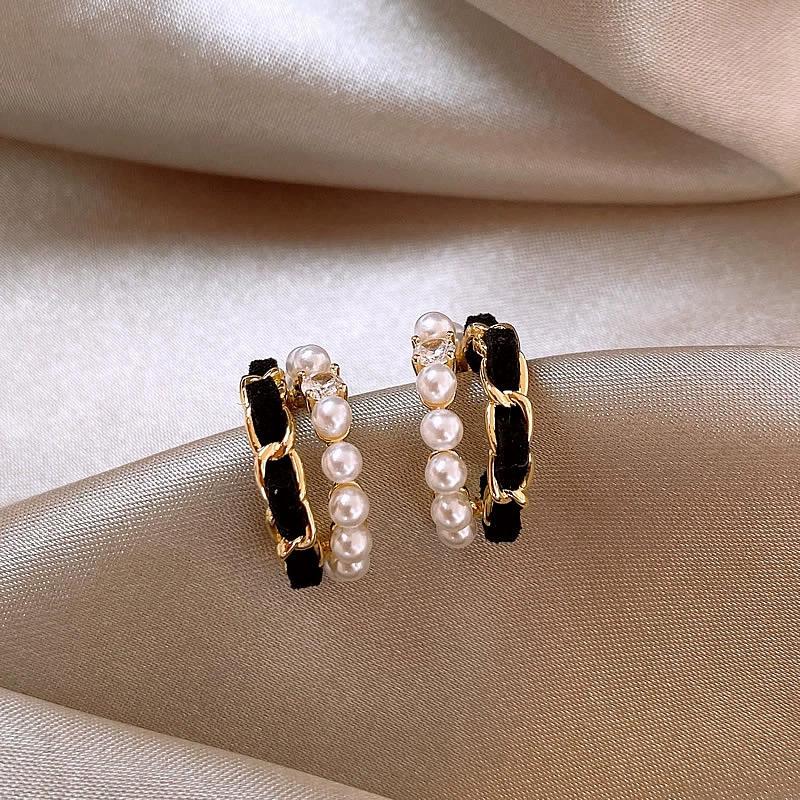 

Висококласні сережки-підвіски з перлами Срібна голка та квітами - Модна ретро французька елегантність