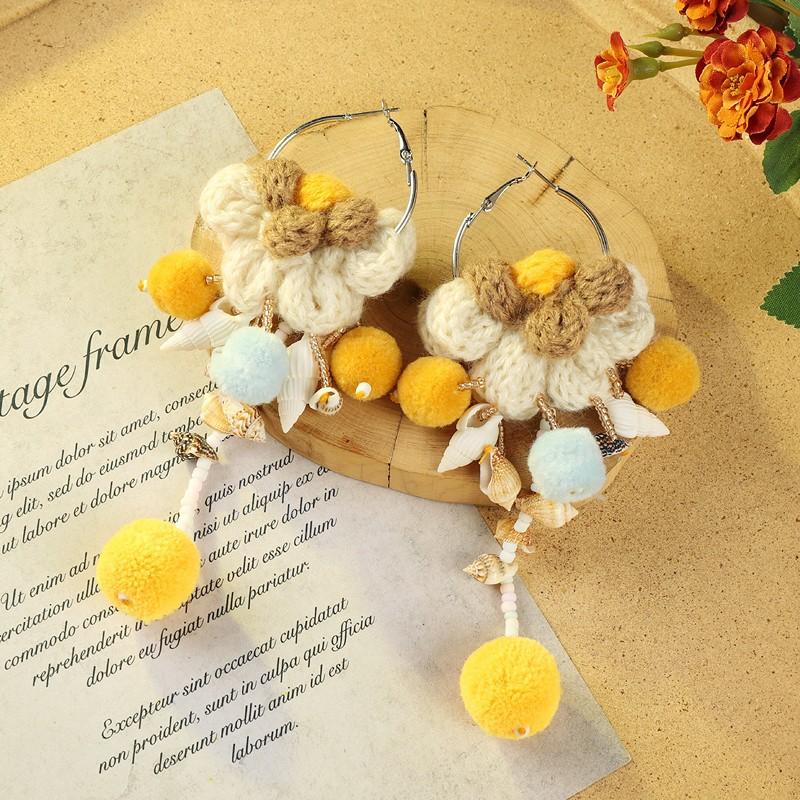 Bohemian retro earrings vacation long contrasting tassel personality temperament earrings women