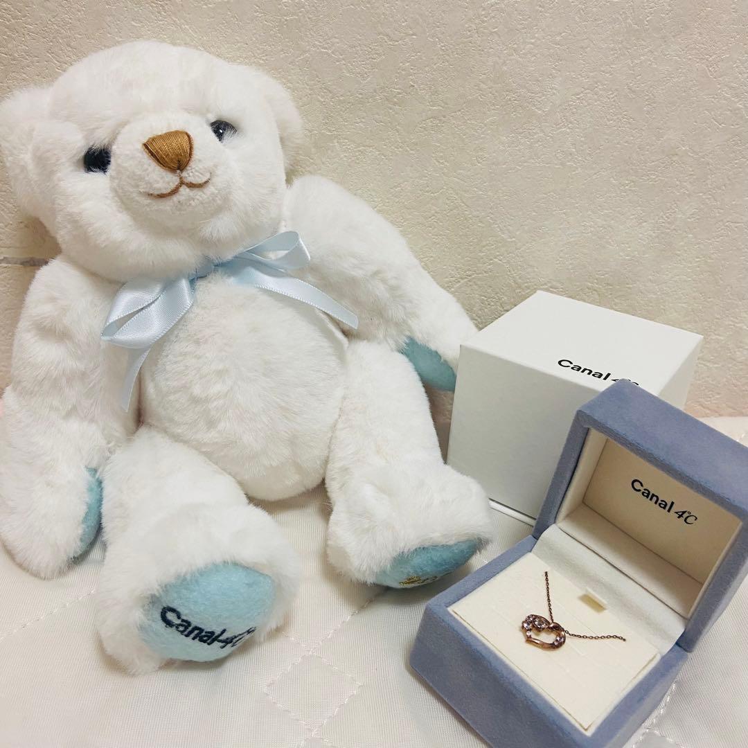 [Good condition] Canal 4C heart-shaped necklace and stuffed toy set