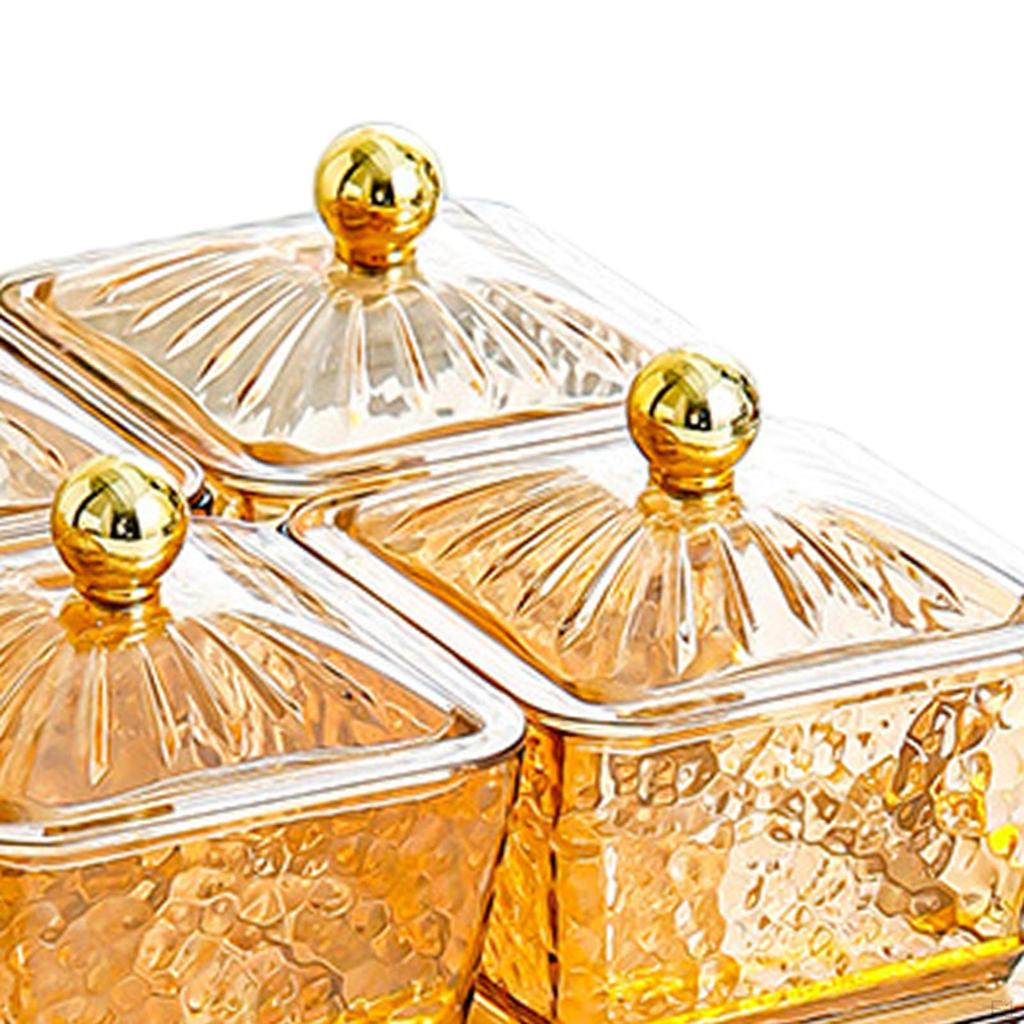 Dry Fruit Tray with Lid Serving Plate Metal Storage Rack Kitchen Spice Jars Sealed Sugar