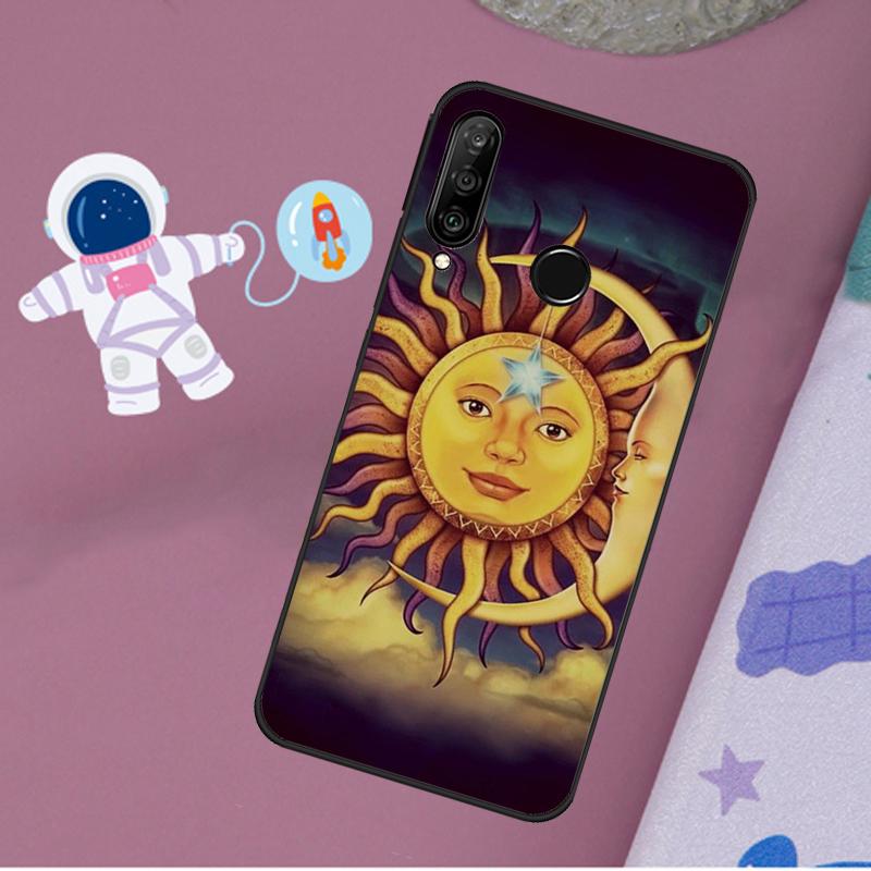 

Sun Moon Face For Huawei Nova Y72 Y73 Y60 Y70 Y90 Y61 Y91 7i 8i 11i 12i 12s 9 10 SE P20 P30 P40 Lite Case Huawei P30 Lite